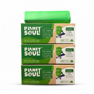 100% Compostable Garbage Bags| Medium | 45 Bags (15 x 3 Packs)